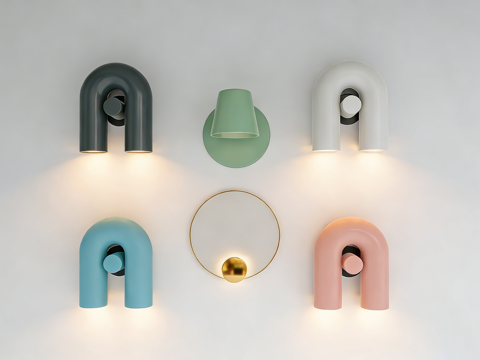 现代奶油风壁灯  拱形U形 几何造型墙面灯su模型