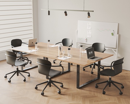  现代会议室 会议桌 椅 办公桌椅 办公椅 白板su模型 