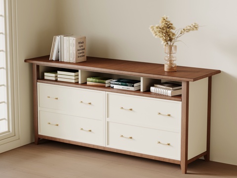 中古风书柜 边柜 装饰柜su模型