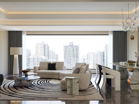  现代客餐厅3d模型 