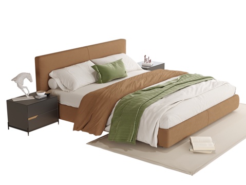  现代儿童床 单人床su模型 