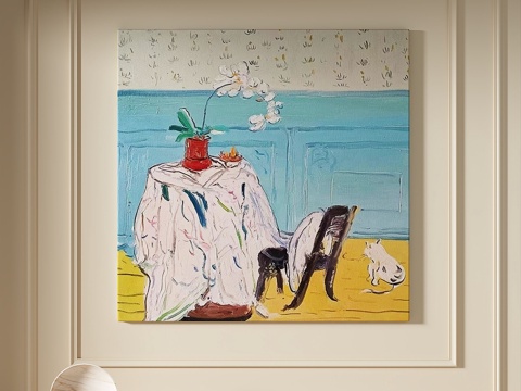  现代，轻奢，侘寂，肌理，油画，装饰画3d模型 