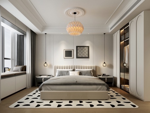  法式主卧3d模型 