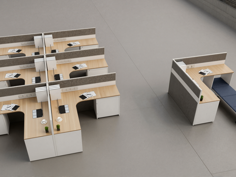 联排办公桌椅su模型