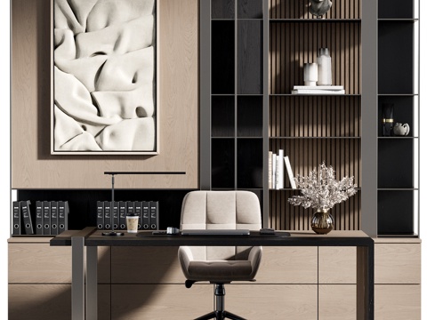  现代办公桌椅3d模型 