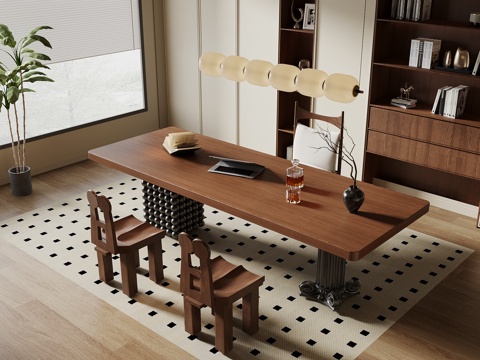 中古风书房su模型