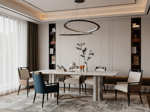 现代新中式餐厅su模型