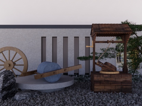 微景观 阳光房 庭院灯 草坪灯 门 室内景观 水池 造景 屋su模型