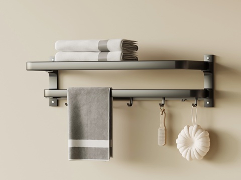  现代毛巾架 置物架3d模型 