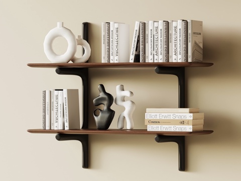 现代中古书架 置物架su模型