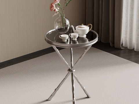  现代意式边几 金属边几3d模型 