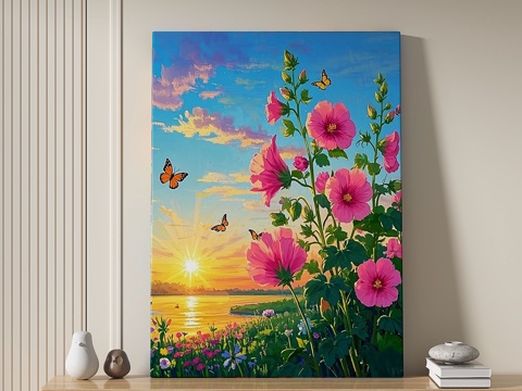  田园，奶油，挂画3d模型 