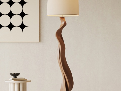  侘寂中古落地灯3d模型 