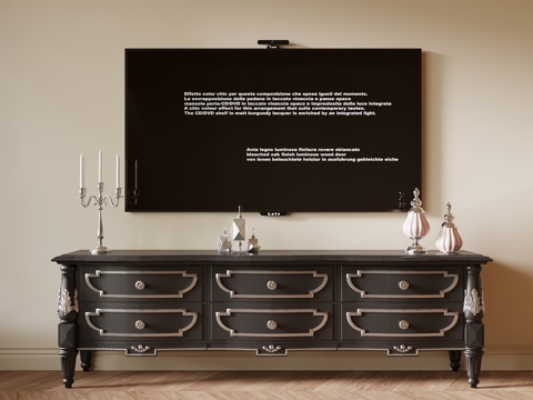  法式复古电视柜 边柜3d模型 