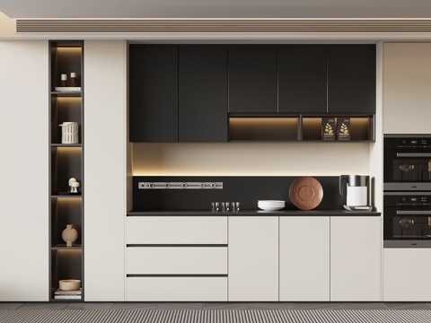  现代餐边柜 酒柜su模型 