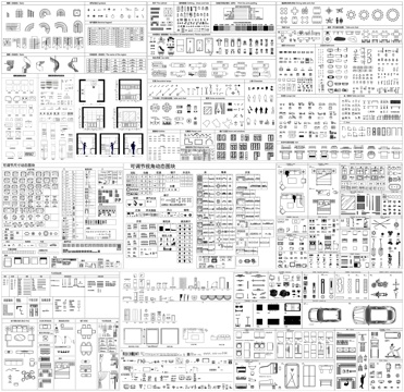 1CAD动态块图库家具电器灯具洁具沙发门窗厨卫浴娱乐健身器材cad施工图