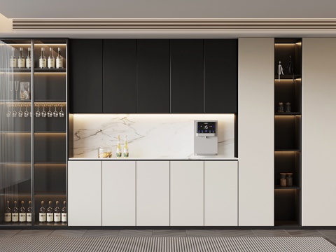  现代酒柜 餐边柜su模型 