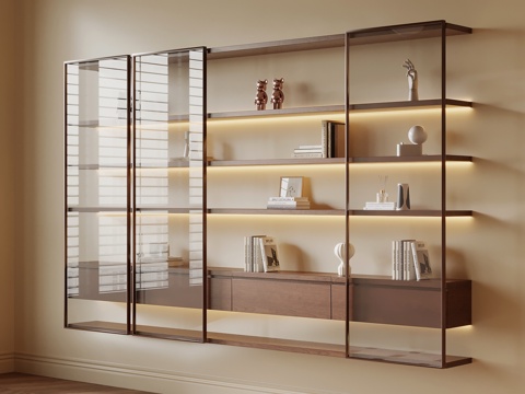 中古风书架su模型