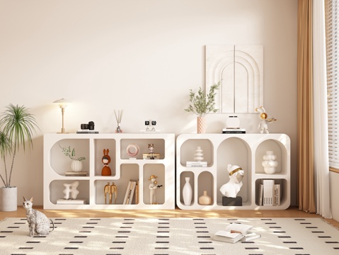  现代奶油风装饰柜 置物柜3d模型 