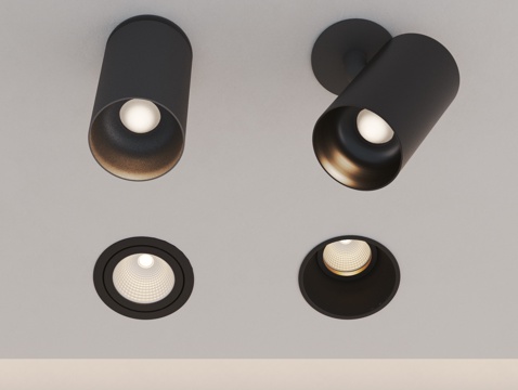 现代筒灯射灯 明装射灯 嵌入式筒灯su模型