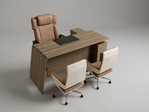 现代办公室桌椅su模型