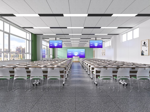  现代多媒体教室3d模型 