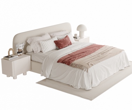  现代儿童床 单人床su模型 