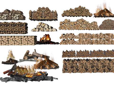  现代火柴柴火su模型 