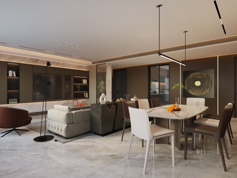  意式轻奢客厅3d模型 