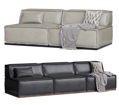  现代双人沙发 三人沙发 模块沙发  皮革沙发3d模型 