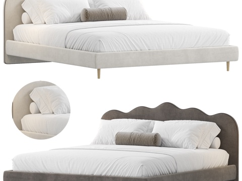  现代双人床3d模型 