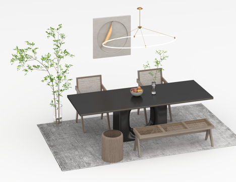  茶桌组合3d模型 