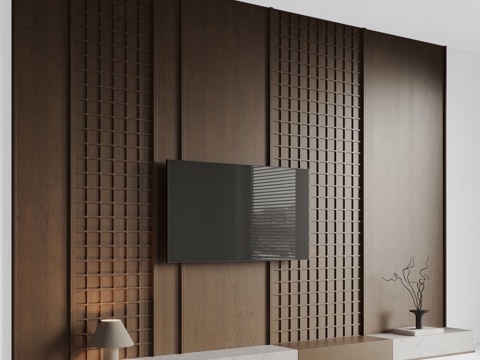  现代电视墙3d模型 