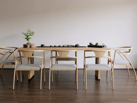  新中式 摆件   茶桌椅su模型 