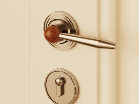 法式中古门把手 拉手 门锁su模型