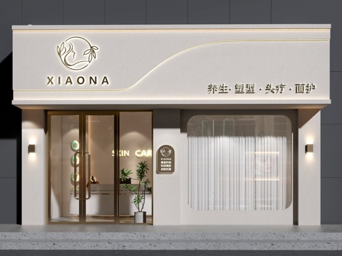  美容院门头设计   门头设计  美甲店门头设计  美容院设计3d模型 