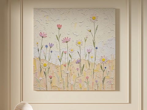  现代，轻奢，侘寂，肌理，油画，装饰画3d模型 