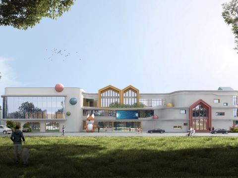  现代 幼儿园 教学楼 建筑外观 学校3D模型3d模型 