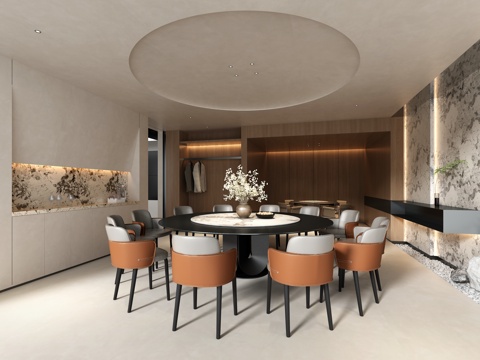  餐厅包厢3d模型 