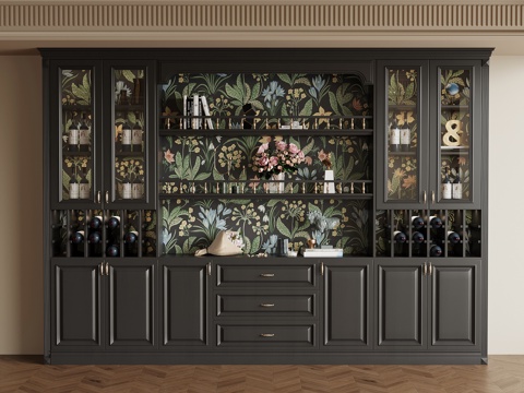  法式复古酒柜 餐边柜3d模型 