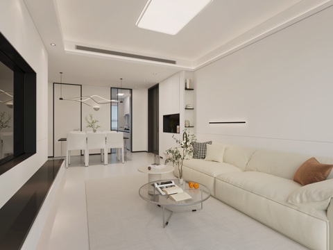  现代极简客厅3d模型 