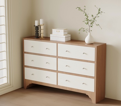  侘寂中古边柜 玄关柜 储物柜su模型 