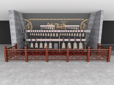  编钟  护栏  围栏 古建筑3d模型 
