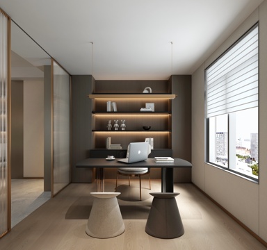  轻奢书房3d模型 