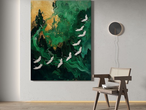  中古，现代，复古，轻奢，装饰画3d模型 