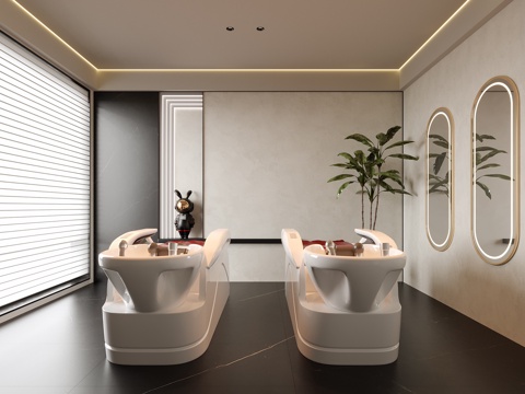 现代理发店洗头间su模型su模型