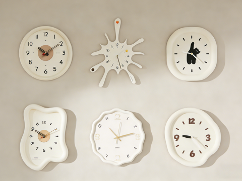 现代创意设计时钟 花瓣形异形挂钟 墙面装饰艺术su模型