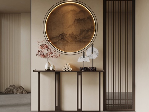  新中式玄关 端景台3d模型 