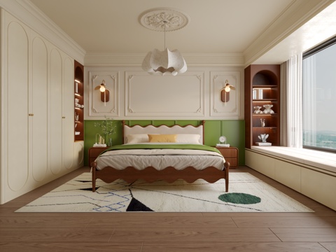  法式中古风卧室3d模型 