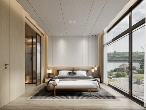  现代极简卧室3d模型 